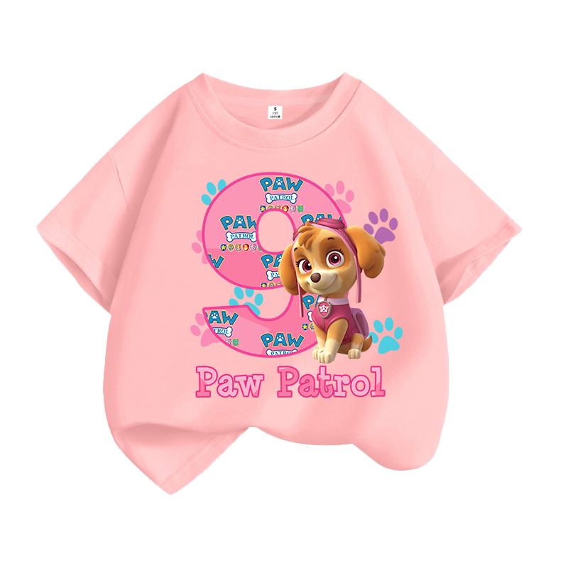 

Футболка Щенячий патруль Мультяшний принт Круглий виріз Короткий рукав Топи Милий одяг для дівчаток Модні футболки на День народження 100