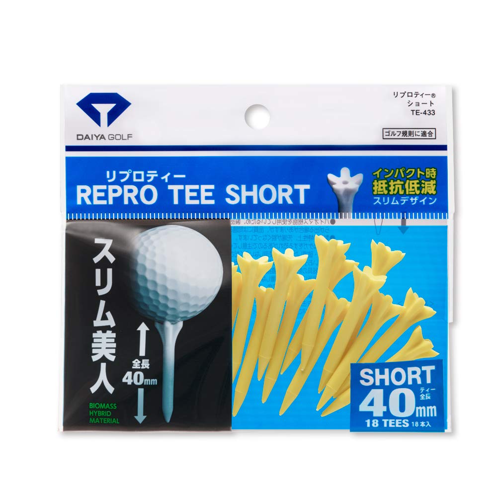 

DAIYA GOLF Repro Short Golf 40mm Pack of 18 Tees, Yellow, TE-433, Long,