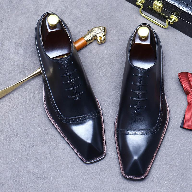 Leather Shoes Men's Business Dress Leather Diamond Stone British Casual Engraved Men's Shoes