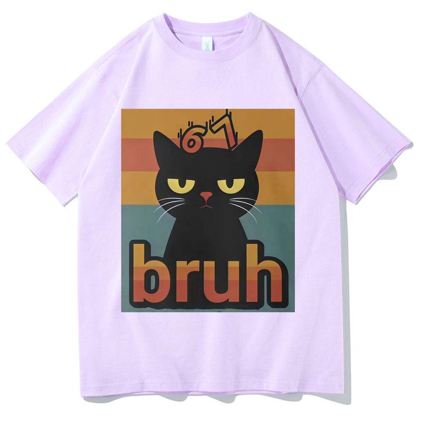 Funny Cat Six Seven Graphic Tee Unisex Summer Gothic Short Sleeved Aesthetic Y2k Clothes Casual Cozy Tshirt Streetwear Teenagers