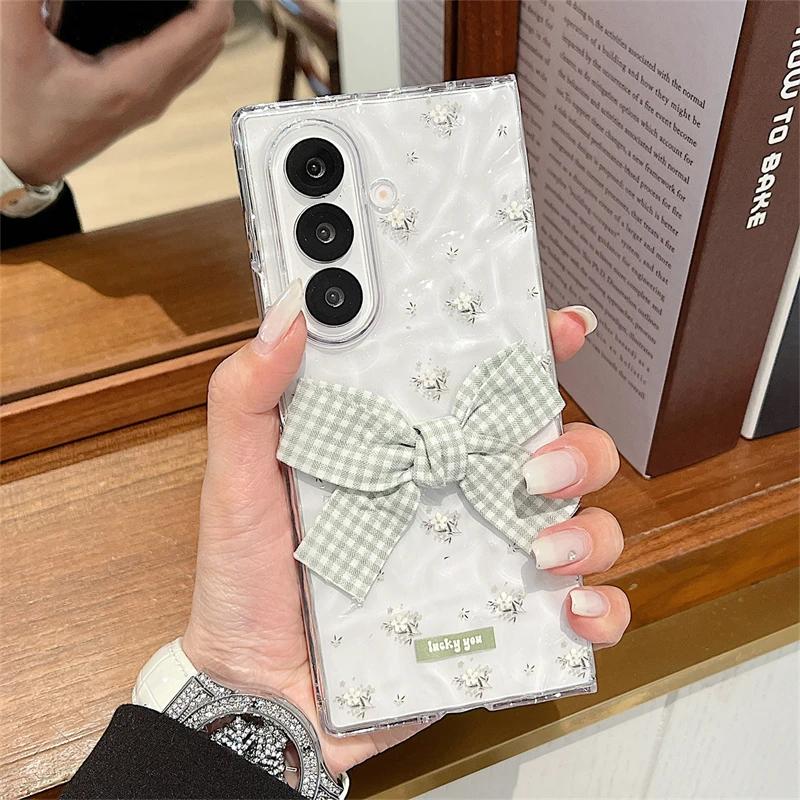 Ins Flower Water Ripple Wrist Chain Case for Samsung Galaxy Z Fold 7 6 Transparent Pearl Bracelet Cover for Samsung fold7 ZFold