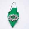 Summer New Green Single Shoes Women Brethable Fashion Pointed Toe Flat Sexy Rhinestone Muller Sandals And Slippers Luxury