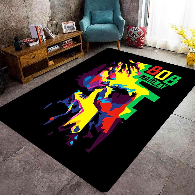 Vibrant Bob Marley Art Print carpet Suitable for all seasons Living room and bedroom mats Room Dormitory decoration Bathroom mat