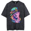 Yk Washed Tshirts For Men Anime JoJos Bizarre Adventure Short Tshirts Women Tops Graphic Printed TShirt Short Sleeve Unisex
