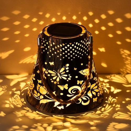 Iron Art Solar Light Butterfly Projection Light Courtyard Lawn Outdoor Decoration Hanging Light Decorative Light