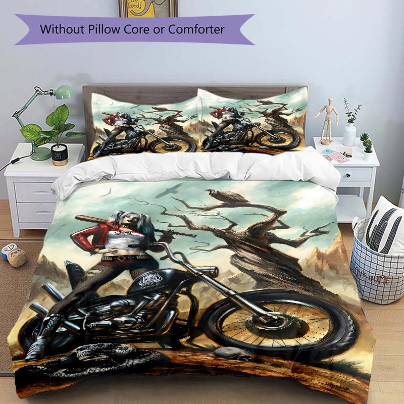 Harley Quinn Motorcycle Ride Print 3Pcs Bedding Setduvet Cover With 2 Bedropillowcase Home Birthday Gift