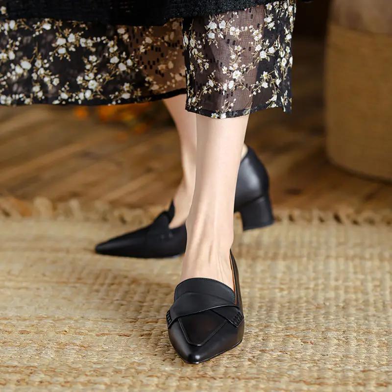 Shoes For Women 2024 Moccasins Ladies Summer Footwear Pointed Toe Loafers Formal Black Young On Sale Offer Spring Non Slip 39 E