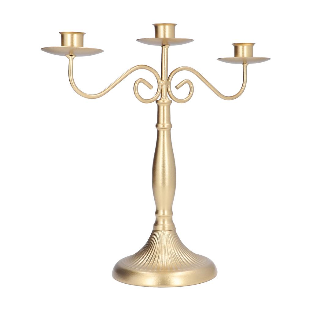 European Style Candlestick Holders Stand Gold 3 Head Candle Holders for Wedding Party Dinning