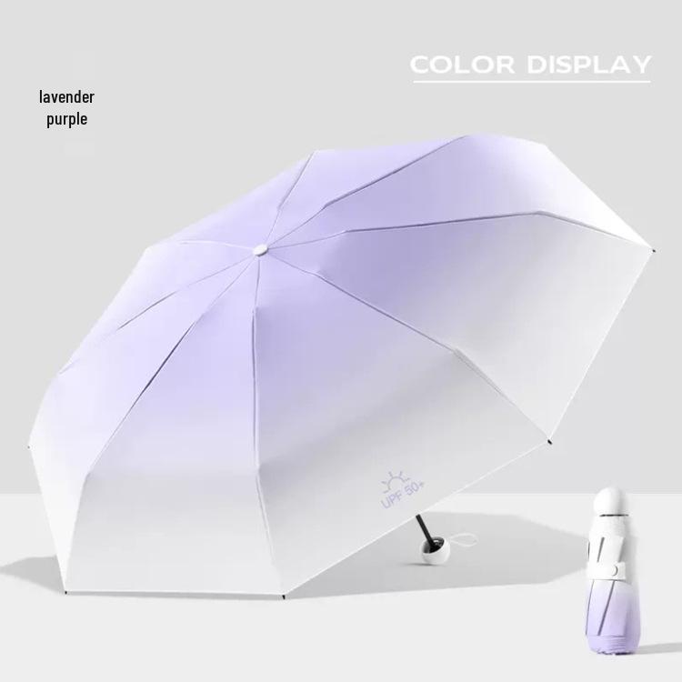 

50% Off: Gradient Capsule Umbrella - 8 Ribs, UV Protective, Black Glue, Mini Portable Dual-Use for Sun & Rain, Printed Logo 8 Ribs