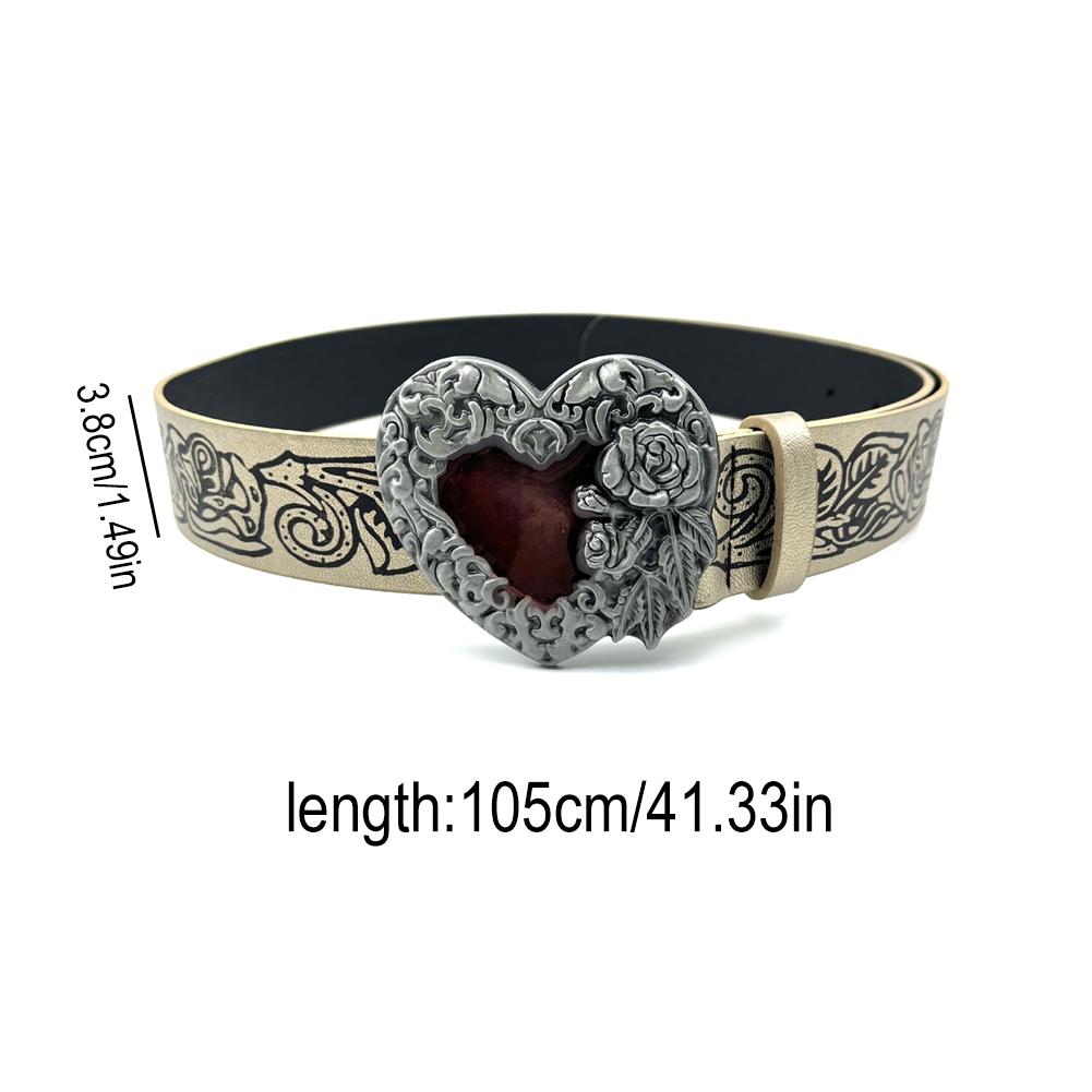 Retro Embossed Heart Belt Punk Personality Y2k Spicy Shaping Gothic Men's and Dark Women's Vers Z6C9