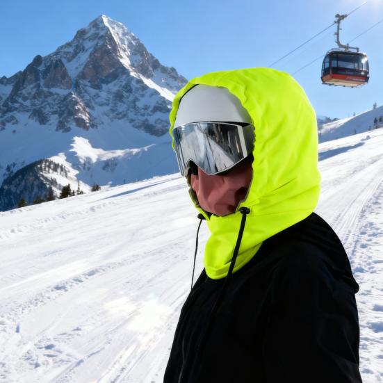 Yousheng Skiing Hat Waterproof 3-in-1 Thickened Fleece Lining Outdoor Riding Headgear Adjustable Drawstring Snowproof Thermal Hood