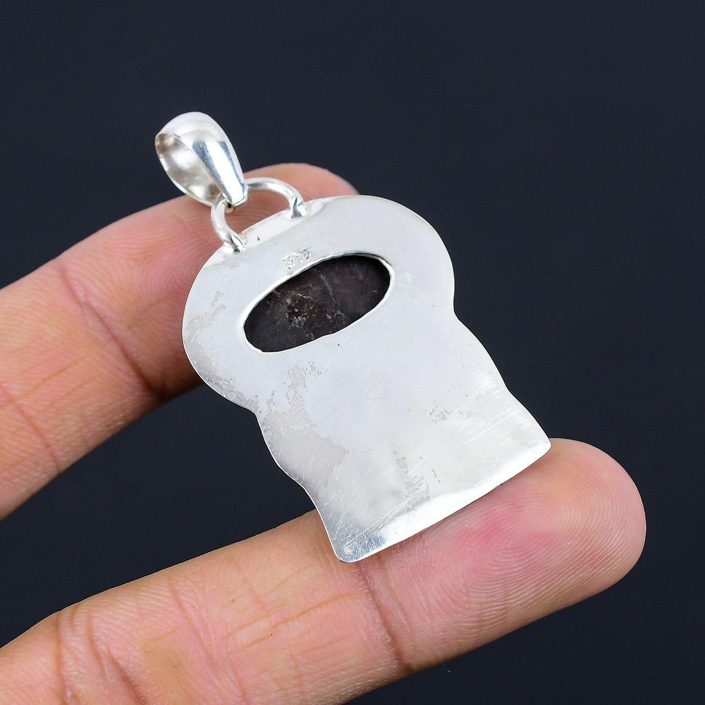 Sterling Silver Oval Natural Dinosaur Bone Ethnic Birthday Bezel Sister Pendant