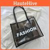 Street Style Large Capacity Transparent Pvc Tote Bag With Splice Details For Daily Use Women