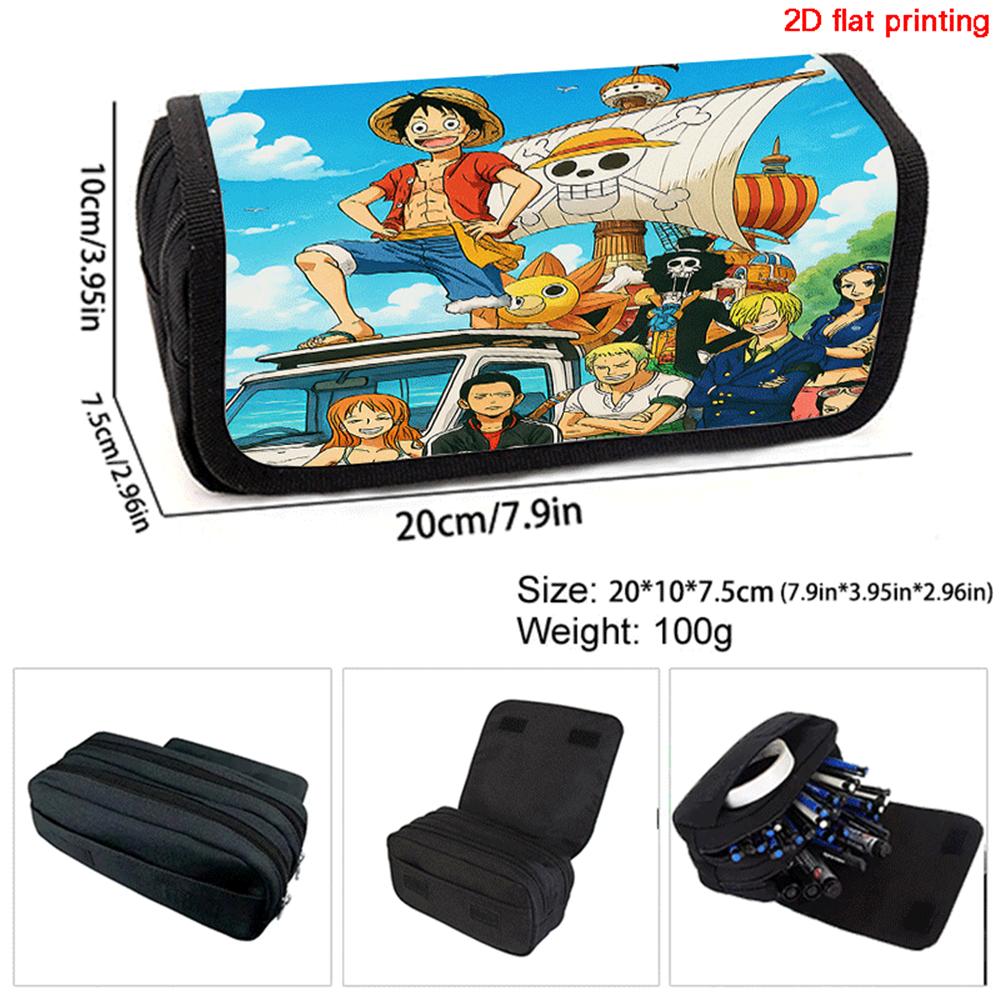 Cartoon One Piece Multi-layer Flip Pencil Case For Boy/Girls Best Gifts Large Capacity Durable Teenagers Pen Bag School Supplies