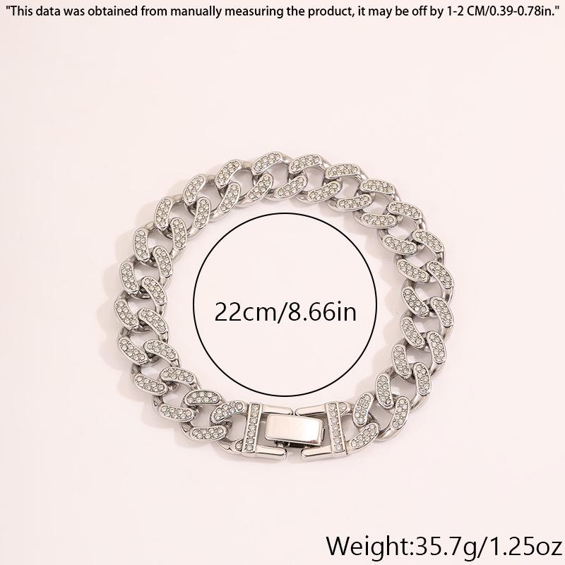 18K Gold Plated Women's Titanium Steel Cuban Chain Bracelet with Diamond Inlay - Luxurious European & American Fashion