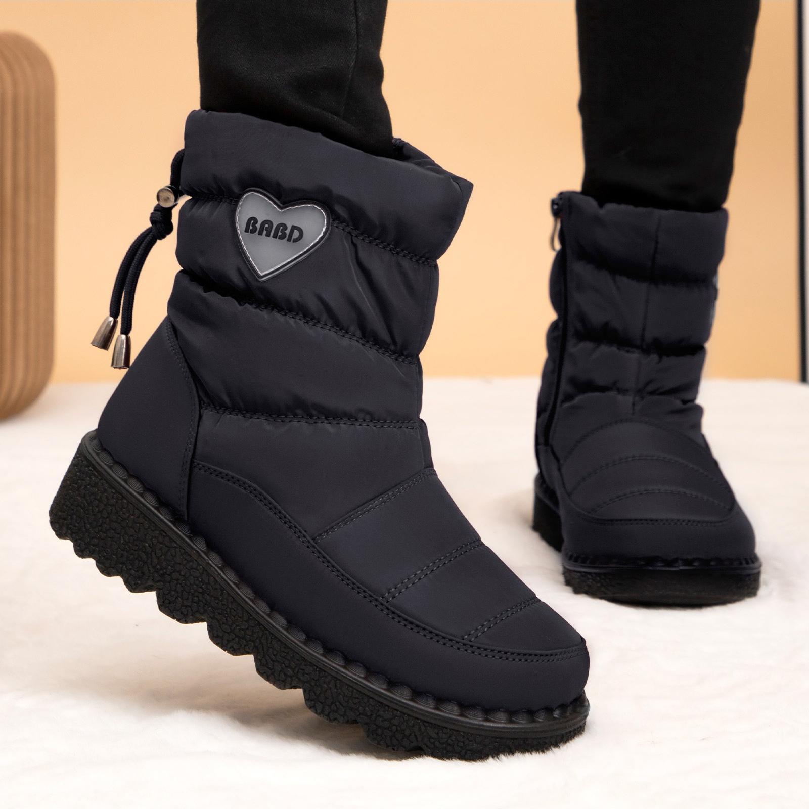 Women s Cotton Shoes Winter Velvet Thickened High-top Snow Boots Waterproof and Non-slip Casual Cotton Shoes 36