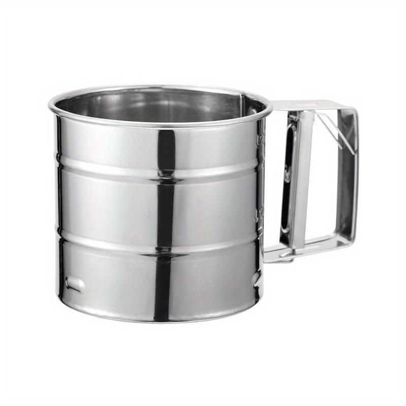 Flour Sieve,Handheld Stainless Steel Semi-automatic Hand Flour Sieve Hand Pressed Kitchen Powder Sieve Cake Sectional Baking