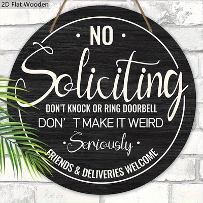 NO Soliciting Wooden Sign for Entrance Doors Decor - Unique Decorative Plaque for Home, Office, Store Decor