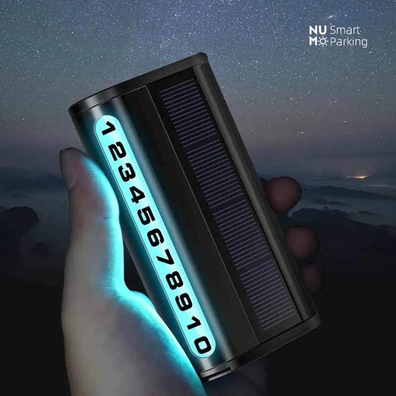 Bilparkeringsnummerskilt Lysende Bilparkeringskort Solar Lading Midlertidig Stopp Telefonnummerkort For Bildekorasjon Tilbehør