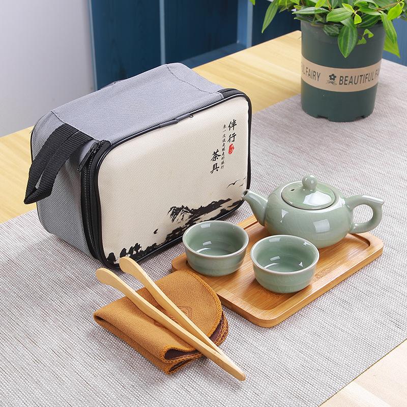 Travel Tea Set, Portable Bag, Kuaike Teacup, Outdoor, Gifts Will Sell Ceramic Kung Fu, One Pot and Four Cups.