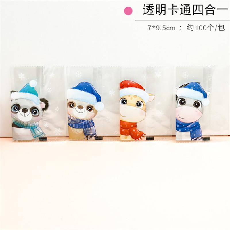 100Pcs 7x10cm Plastic Baking Packaging Biscuit Cookie Candy Machine Sealing New Year Christmas Party Gift Bags