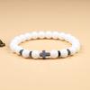 Dropshipping Hot Men Natural Lava Stone Bead Bracelets Hematite Cross Rosary Meditation Prayer Jesus Bracelet Women Yoga Jewelry