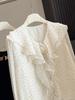 Women's French Ruffle Polka Dot Chiffon Shirt - Spring 2026 Design, Long Sleeve