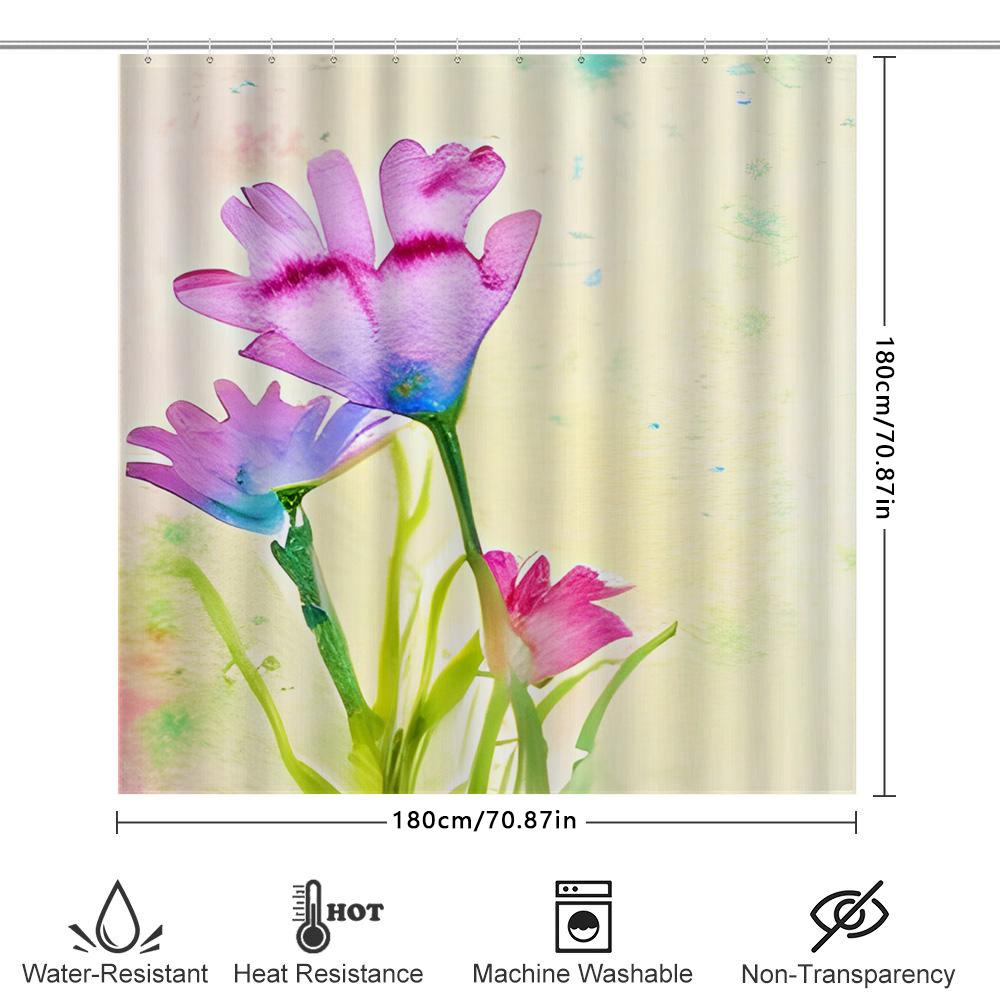 Creative Waterproof Shower Curtain Flower Pattern Shower Curtain Elegant Art Bathroom Curtain Suitable For Home Hotel