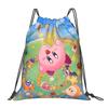 Custom K-Kirbys Drawstring Bag Men Women Lightweight Cartoon Sports Gym Storage Backpack