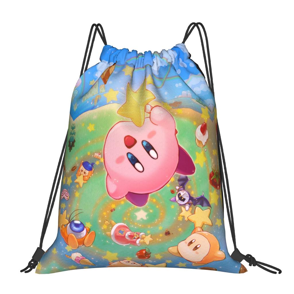 Custom K-Kirbys Drawstring Backpack Bags Men Women Lightweight Cartoon Gym Sports Sackpack Sacks for Traveling