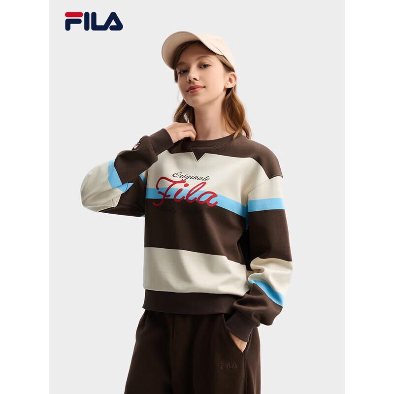 FILA Women's 2026 Spring Wide Stripe Colorblock Knit Pullover