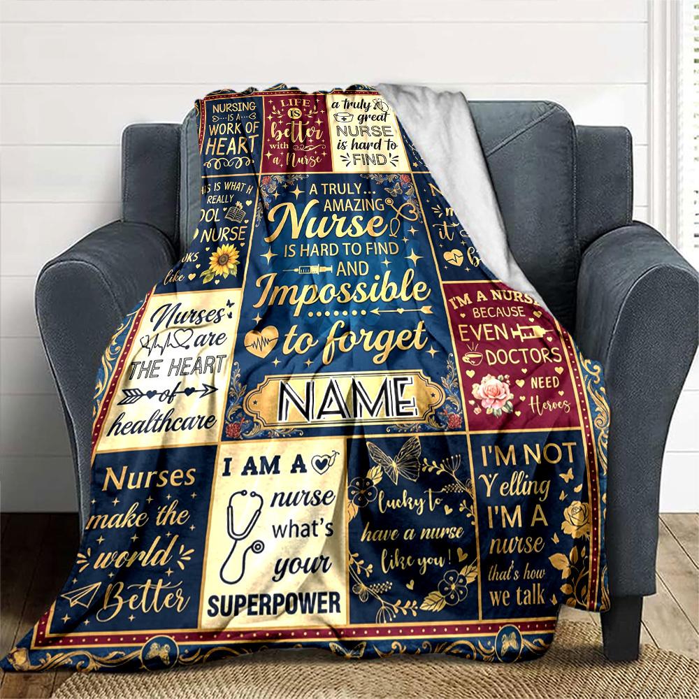 Nurse'S Legacy Blanket Personalized Name Soft Warm And Versatile For Sofa Bed Office And Travel Machine Washable Comfortable In All Seasons Best
