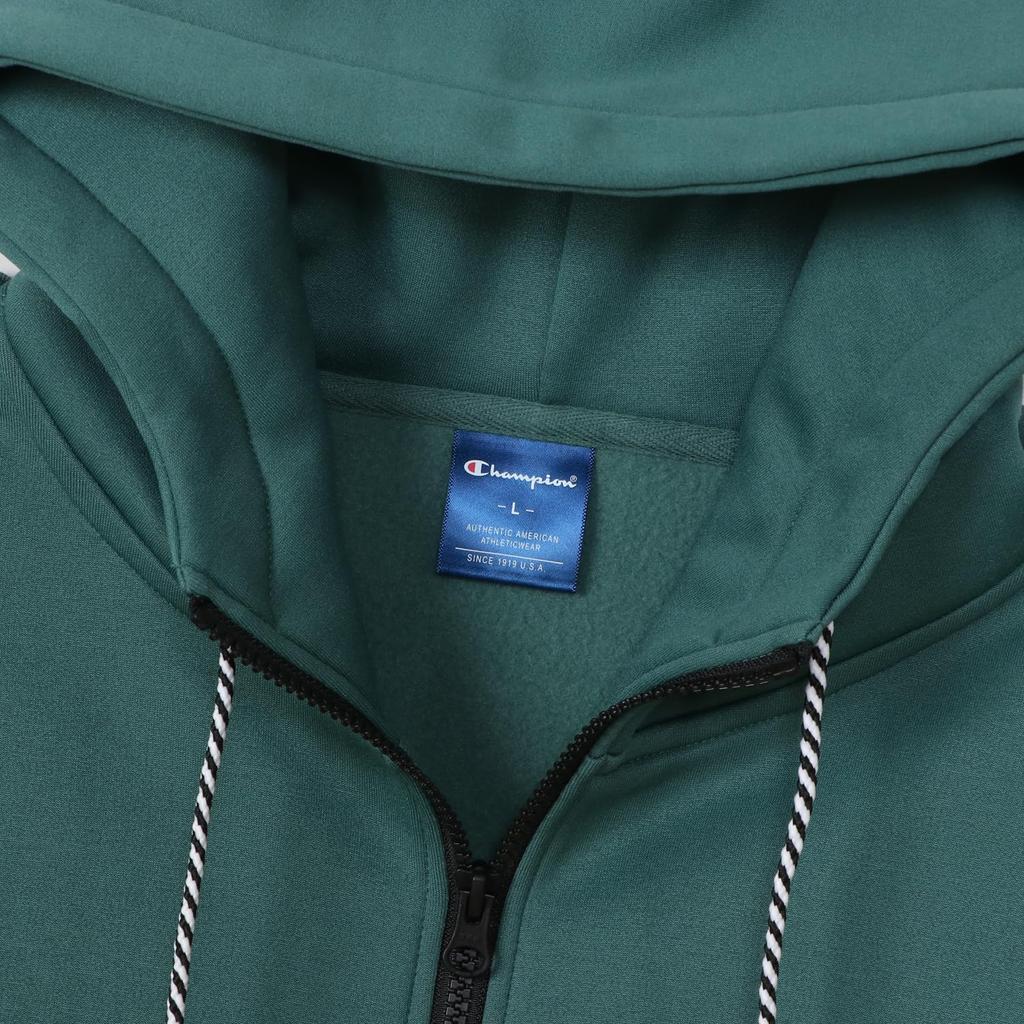 Champion Long Sleeve Relax Script Terry Zip Hooded T-Shirt, Fit, Stretch, Warm, Logo, Techweave(R) Sweatshirt, C3-AS105-551-L