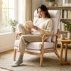 Lounge Chair, Linen Accent Chair, Lumbar Support, High Back, 64 x 86 x 93 cm, Cream