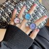 Mini Quartz Watch Clock Finger Rings for Men Women Elastic Strap Punk Gothic Couple Roman Ring Personality Jewelry Gift