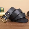 Retro-style Trendy Men's Leather Belt with Pin Buckle, Pure Cowhide, Simple and Versatile, Perfect for Jeans