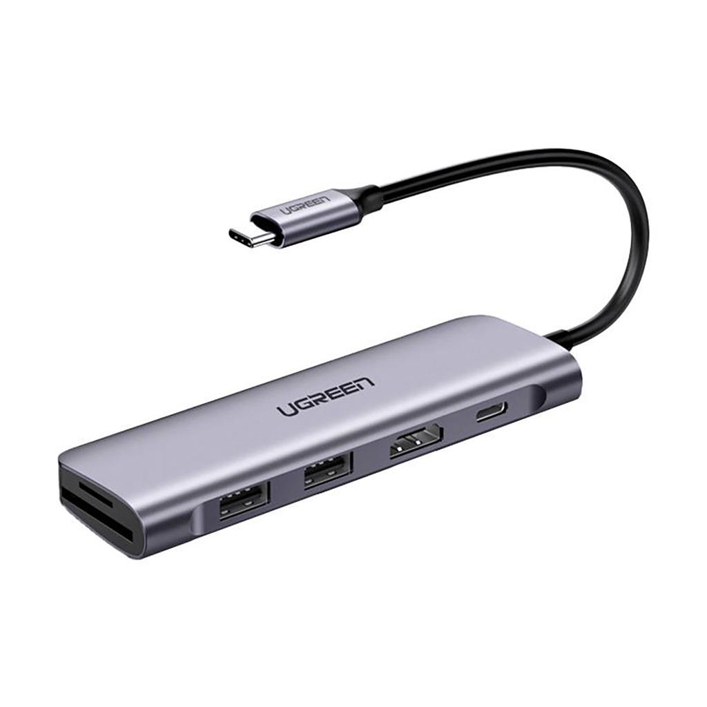 6in1 HUB Adapter USB-C - HDMI USB-A USB-C PD SD TF Reader - Gray