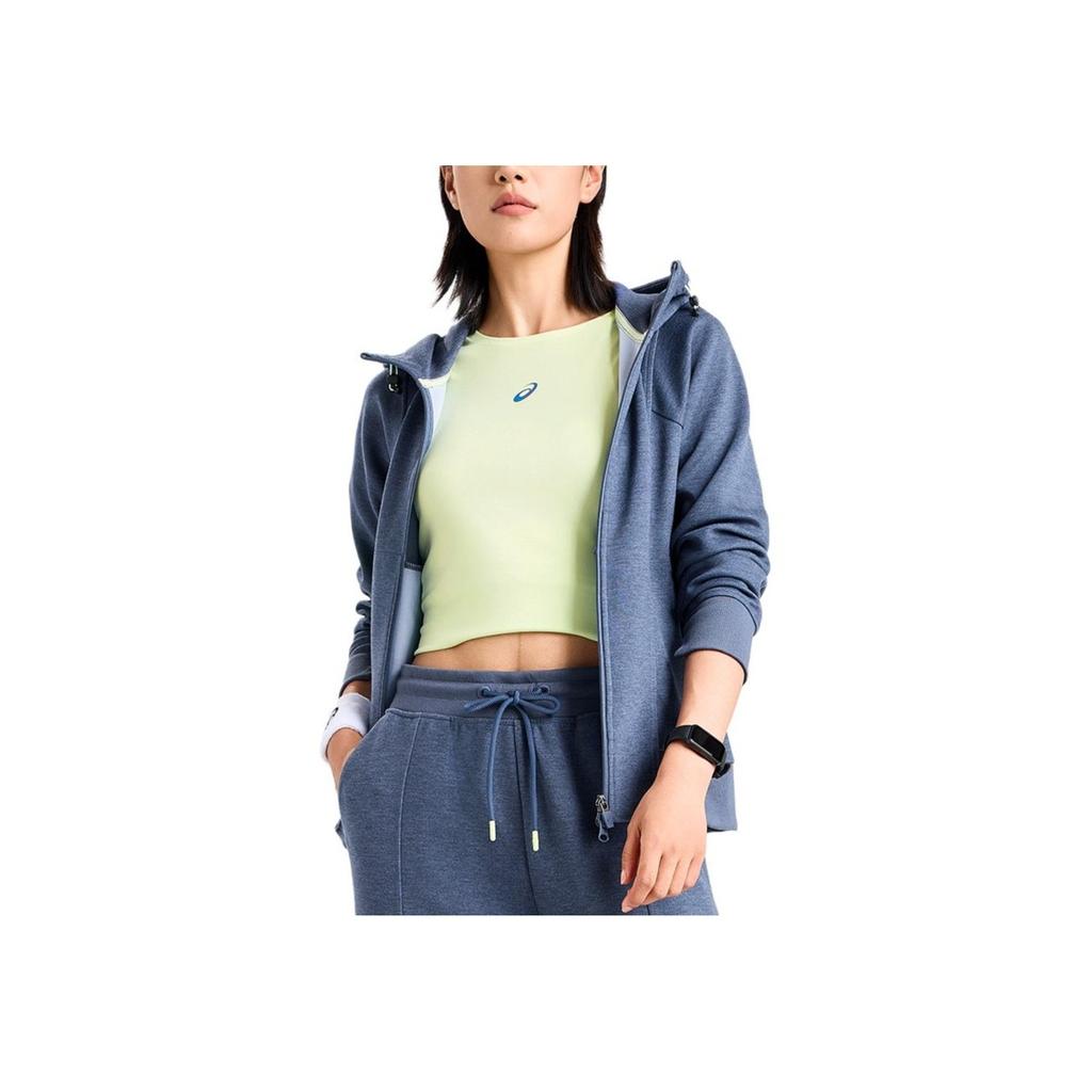 Asics Damen Laufbekleidung SS24 Sport Feuchtigkeitstransport Schnelltrocknend Zip-Up Kapuzenjacke Damenjacken Dunkelblau 2032D123-400