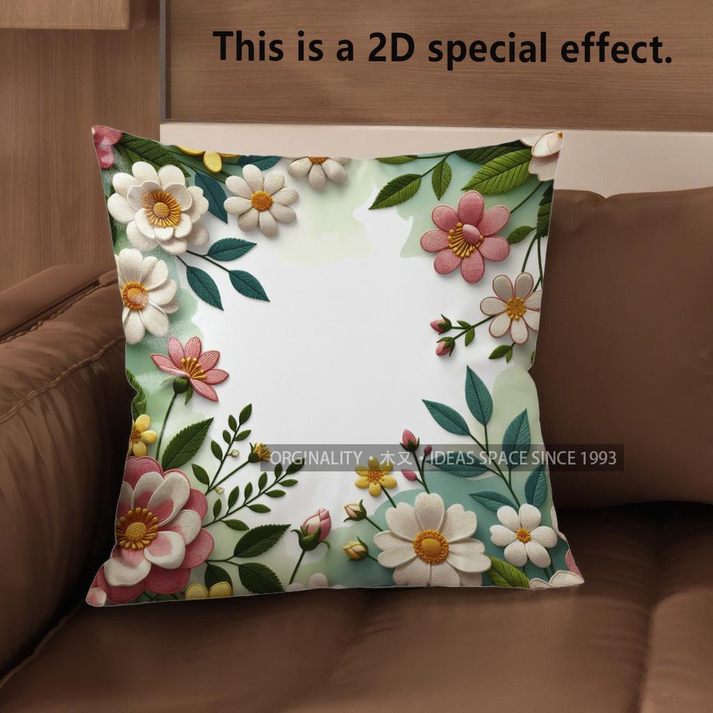 

2D Vintage Floral 3D Style Throw Pillow Covers Pattern Cushion Cover Suitable For Sofa Bedroom Car Pillow Cover 40x40cm