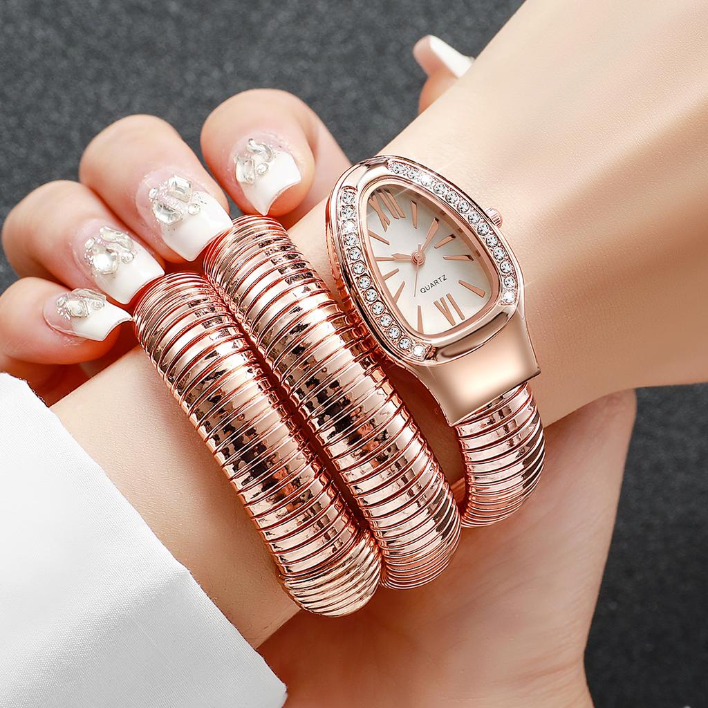 Fashion Women Snake Shape Quartz Watches Luxury Rhinestone Roma Dial Wristwatch Girls Clock Reloj Mujer
