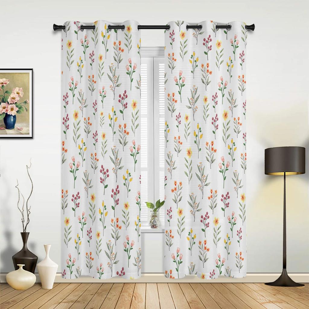 Spring Flower Plant Vanilla Wildflower Curtains for Bedroom Living Room Drapes Kitchen Kid's Room Window Curtain Home Decor