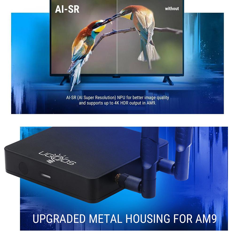 UGOOS AM9 Amlogic S905X5 TV BOX Android 14 LPDDR4 4G64G Unterstützt AI-SR WiFi6 mit BT Sprachfernbedienung