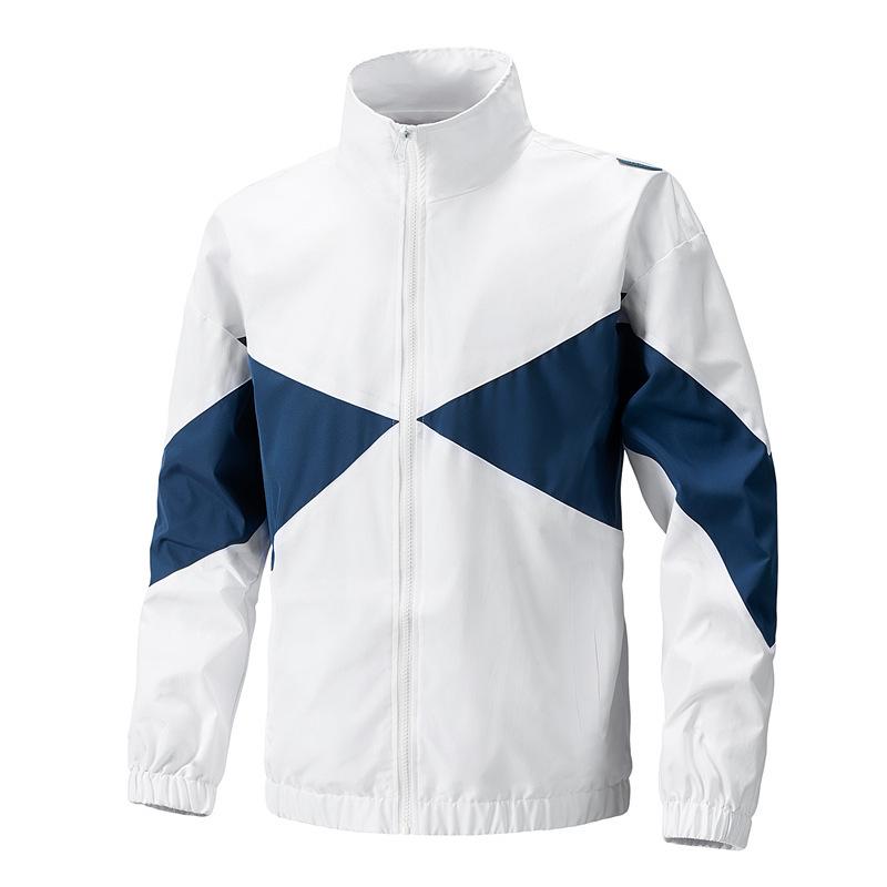 Pánská prodyšná lehká a tenká bunda s barevným blokováním, volný stojáček, ležérní všestranná bunda pro outdoorové sporty
