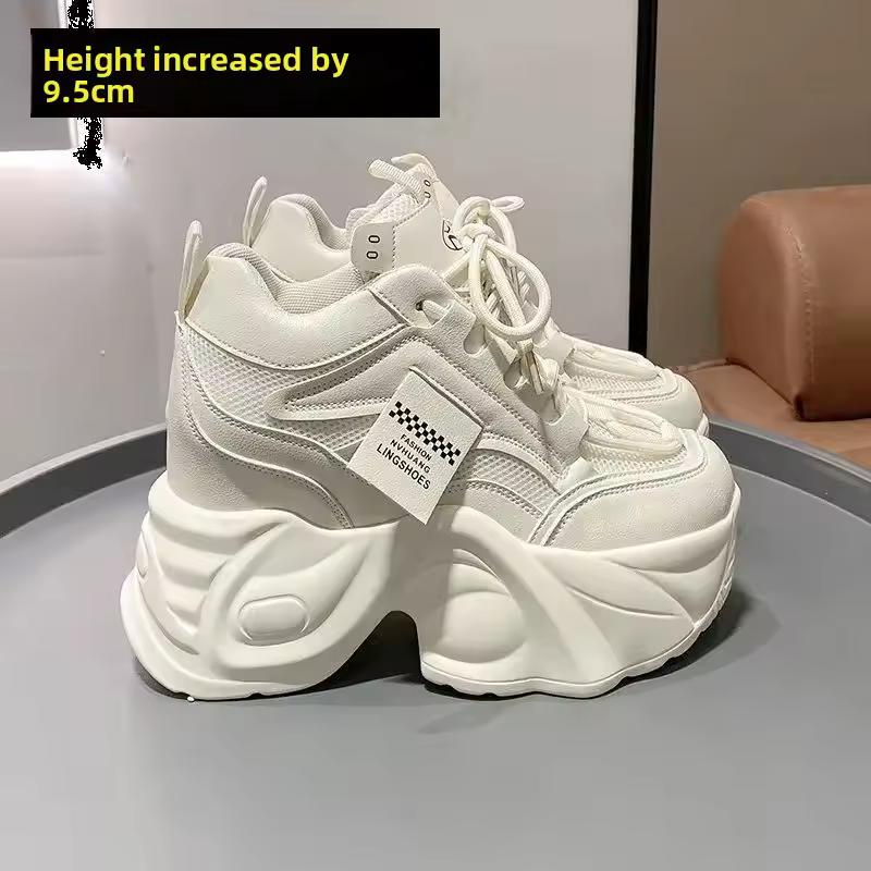 Dames Dad Shoes Stijl Hoge Top Dikke Zool Verhogend 9cm Hoogte Casual Mesh Casual Sportschoenen voor Dames