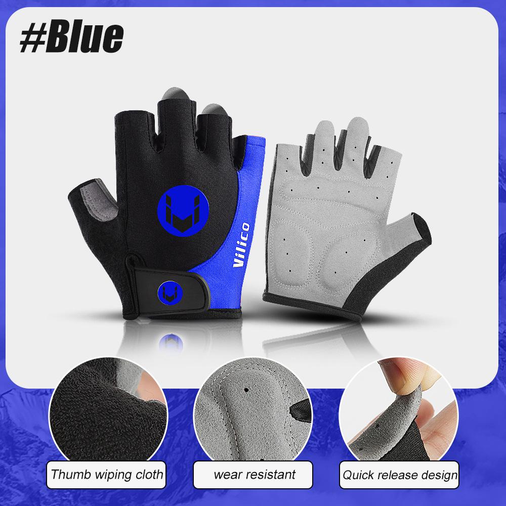 1Pair Cycling Gloves - Shock-Absorbing Anti-Slip Bike Gloves For Men Women,Breathable Half Finger Riding Gloves For Mtb Biking