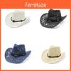 Cowboy Hat Summer Wide Brim Straw Sun Hat For Men Women Sun Protection