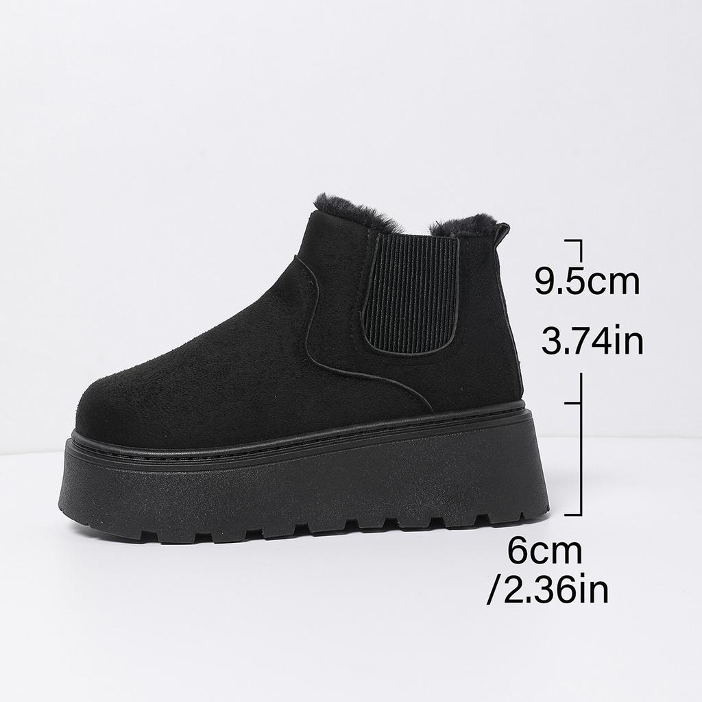 British Style Solid Color Platform Snow Boots Women Winter Soft Short Plush Warm Ankle Boots Woman Faux Suede Booties Female