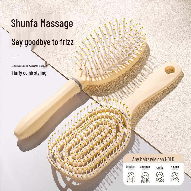 Cushion Brush 4-Piece Set: Smooth, Fluffy, and Curved Hair Styling Comb for Women - Dry/Wet Use with Massage Airbag