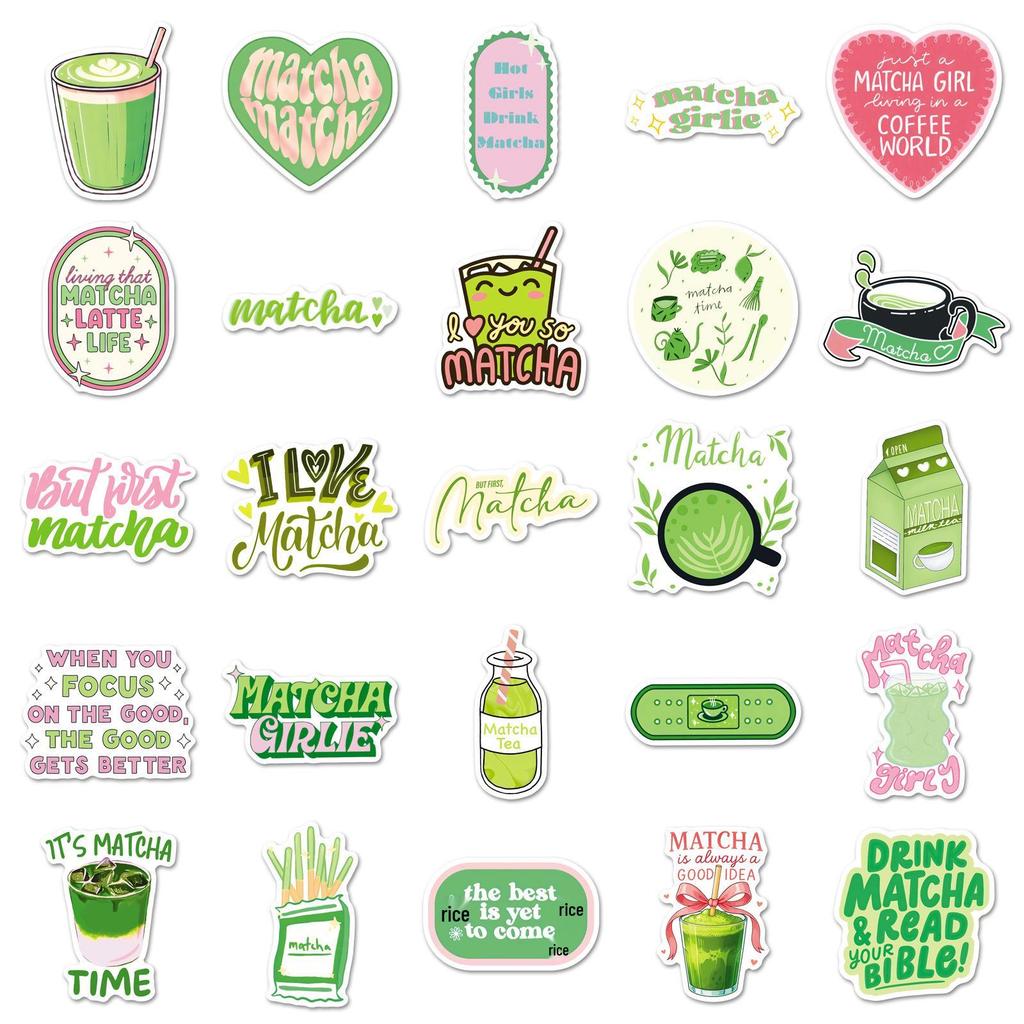 50 Matcha Girl Aesthetic Stickers: Inspirational & Waterproof Green Decoration for Journals
