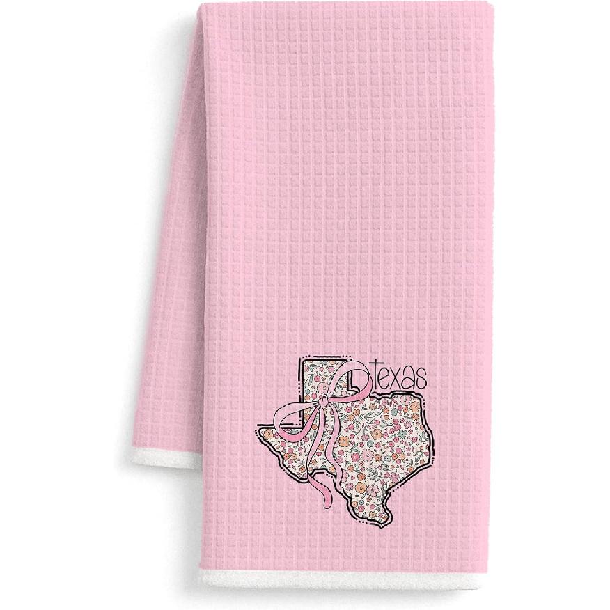 Pink Coquette Bow Leopard Giraffe Kitchen Towels Set of 2, Leopard Giraffe Decor Hand Towels for Bathroom, Pink Dish Tea Towels for Kitchen, Coquette